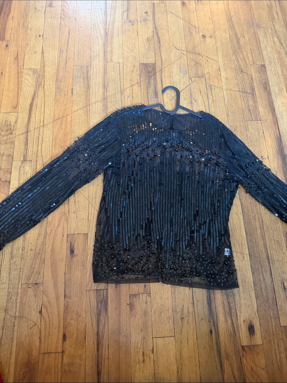 Black Sequin Long-Sleeve Women's Top